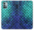 S3047 Green Mermaid Fish Scale Case Cover Custodia per Nokia G11, G21