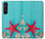 S3428 Aqua Wood Starfish Shell Case Cover Custodia per Sony Xperia 1 V