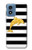 S2882 Black and White Striped Gold Dolphin Case Cover Custodia per Motorola Moto G Play 4G (2024)