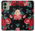 S3112 Rose Floral Pattern Black Case Cover Custodia per Motorola Edge (2023), Edge 40