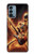 S3984 Fire Skeleton Playing Guitar Case Cover Custodia per OnePlus Nord N200 5G