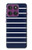 S2767 Navy White Striped Case Cover Custodia per Motorola Edge 60 Pro