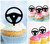 TA0848 Car Steering Wheel Acrilico Cupcake Topper Torte e Muffin per Matrimonio Compleanno Festa Decorazione 10 pezzi