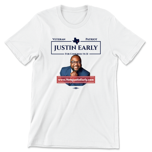 Justin Early - Portrait (Unisex White Tee)