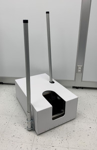 Motorized shoe cleaner with 3 rotating brushes, support handle and internal vacuum (Isolated) Motorized shoe cleaner with 3 rotating brushes, support handle and internal vacuum (Isolated)