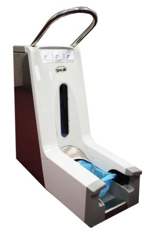 Automatic shoe cover dispenser by Shoe Inn, holds 220 booties