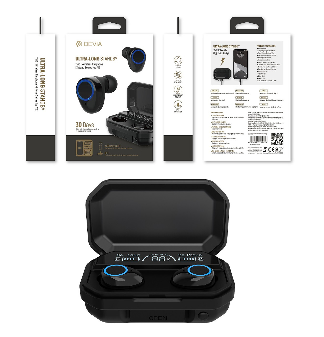 DEVIA Kintone Series Joy A12 Ultra Long Standby TWS Wireless