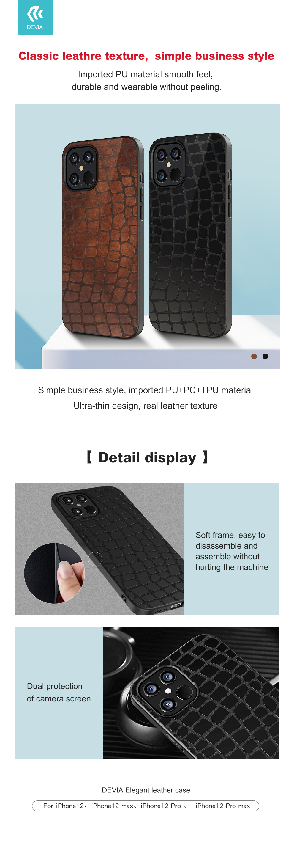 Devia Elegant Leather Case Series For iPhone 12, IPhone 12 Pro and iPhone 12 Max