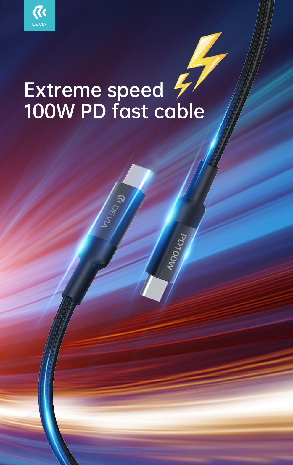 Devia Extreme Speed Series Data Sync and PD Cable (100W, 1.5M, 5A)