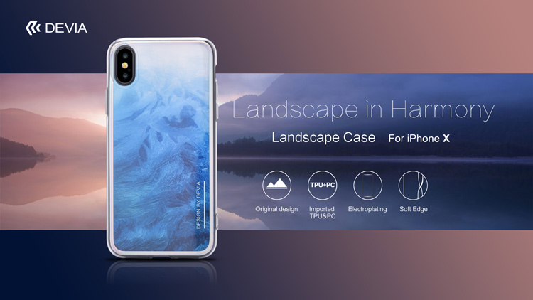 iPhone X XS Landscape Case covering device all around the edges. Easy access to all functions and buttons, its grip is comfortable and never slippery