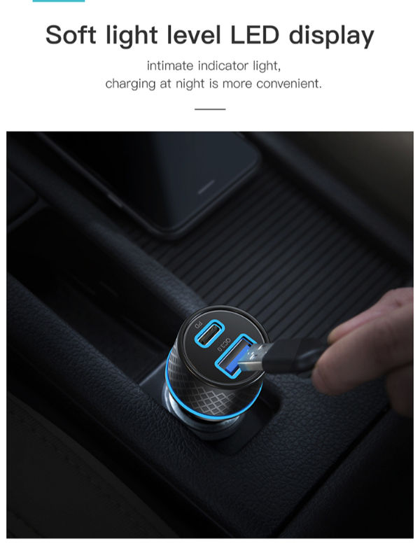 Devia Extreme Speed Series Power Plug Adapter PD+QC Quick Car Charger Fast Charging Dual Socket USB + Type C 42.5W