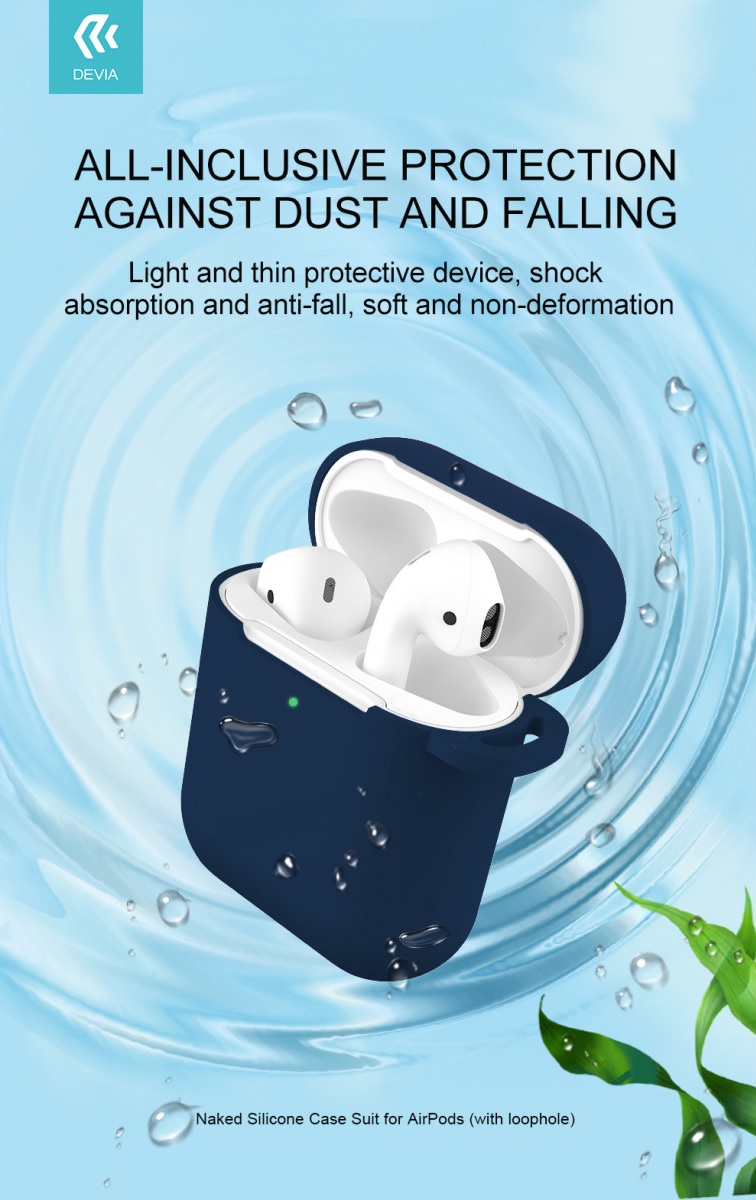 The Devia AirPods headphone case is a great accessory to protect expensive headphones from breakage, dirt or scratches. In addition to the protective function, you will also enjoy some handy gadgets.