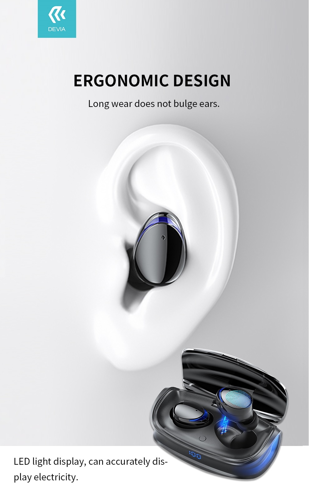 DEVIA Game Joy A9 Series TWS (True Wireless Stereo) Wireless Earphone with Charging Box (Black)