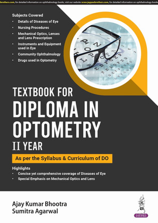 Textbook for Diploma in Optometry II Year by Ajay Kumar Bhootra 9789356964822
