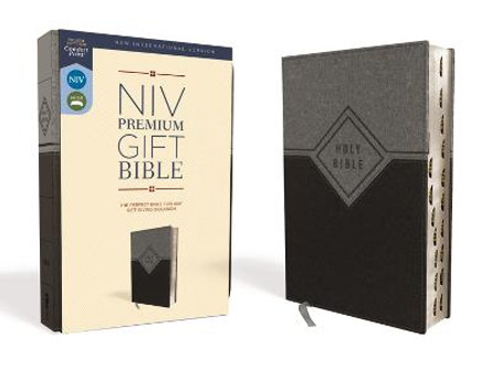 NIV, Premium Gift Bible, Leathersoft, Black/Gray, Red Letter Edition, Thumb Indexed, Comfort Print: The Perfect Bible for Any Gift-Giving Occasion by Zondervan