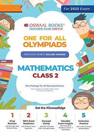 One for All Olympiad Previous Years' Solved Papers: Mathematics Class-2 by Oswaal Editorial Board 9789354233531