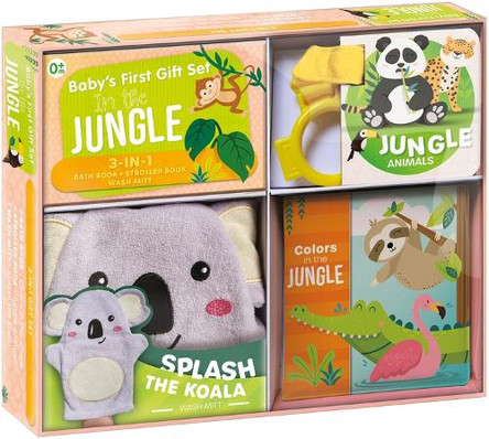 Jungle Fun Baby Gift Set: Soft Books for Toddlers 1-3, Waterproof Bath Book, Stroller Book, Wash Mitt - Great Newborn Gift by Crackboom! Books 9782898025921