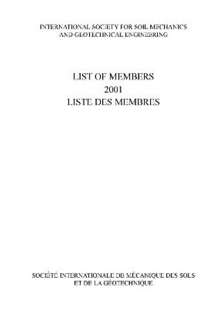 List of Members 2001: ISSMGE: International Society for Soil Mechanics and Geotechnical Engineering by International Society of Soil Mechanics and Geotechnical Engineering