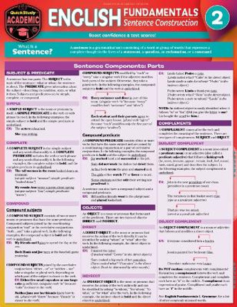 English Fundamentals 2 - Sentence Construction: A Quickstudy Language Arts Laminated Reference Guide by Rachel Berg Scherer