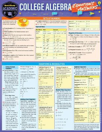 College Algebra Equations & Answers: A Quickstudy Laminated Reference Guide by Expolog LLC