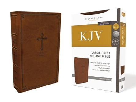 KJV, Thinline Bible, Large Print, Leathersoft, Brown, Red Letter Edition, Comfort Print: Holy Bible, King James Version by Thomas Nelson 9780785225935