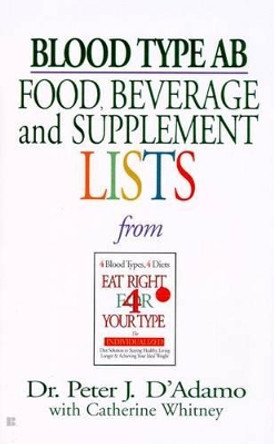 Blood Type AB Food, Beverage and Supplement Lists by Dr. Peter J. D'Adamo 9780425183106