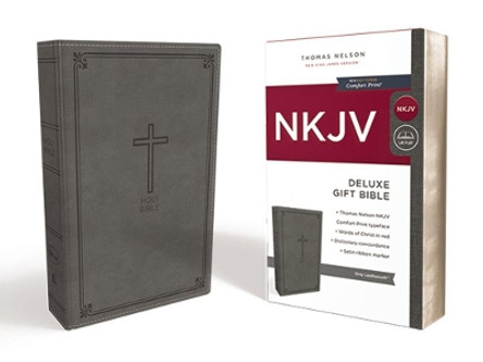 NKJV, Deluxe Gift Bible, Leathersoft, Gray, Red Letter Edition, Comfort Print: Holy Bible, New King James Version by Thomas Nelson 9780718075040