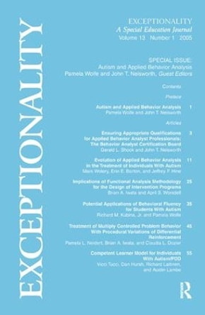 Autism and Applied Behavior Analysis: A Special Issue of exceptionality by Pamela Wolfe 9781138181212