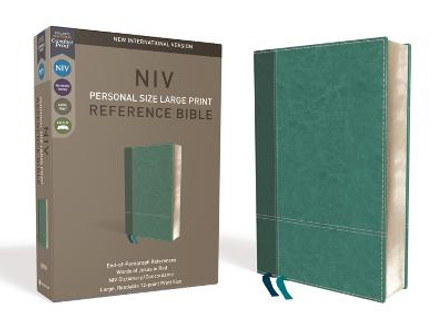 NIV, Personal Size Reference Bible, Large Print, Leathersoft, Teal, Red Letter Edition, Comfort Print by Zondervan