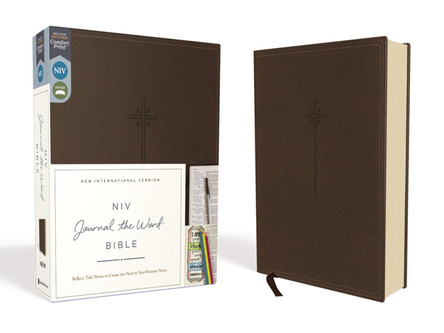NIV, Journal the Word Bible, Leathersoft, Brown, Red Letter, Comfort Print: Reflect, Take Notes, or Create Art Next to Your Favorite Verses by Zondervan