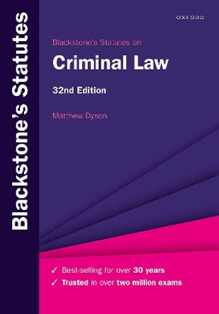 Blackstone's Statutes on Criminal Law by Matthew Dyson 9780192858597