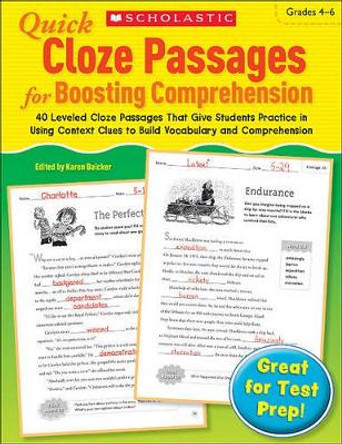 Quick Cloze Passages for Boosting Comprehension, Grades 4-6 by Scholastic 9780545301107