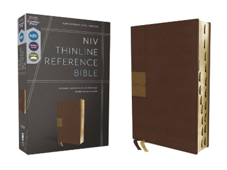 NIV, Thinline Reference Bible, Leathersoft, Brown, Red Letter, Thumb Indexed, Comfort Print by Zondervan 9780310462712