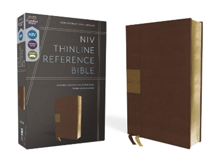 NIV, Thinline Reference Bible, Leathersoft, Brown, Red Letter, Comfort Print by Zondervan 9780310462675