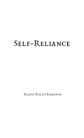 Self-Reliance by Ralph Waldo Emerson 9781087861104