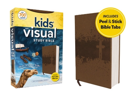 NIV, Kids' Visual Study Bible, Leathersoft,  Bronze, Full Color Interior, Peel/Stick Bible Tabs: Explore the Story of the Bible---People, Places, and History by Zondervan 9780310462965