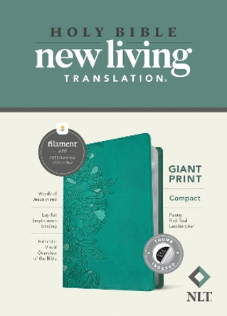 NLT Compact Giant Print Bible, Filament Enabled Edition (Red Letter, Leatherlike, Peony Rich Teal, Indexed) by Tyndale 9781496460615