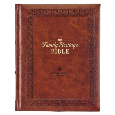 NLT Family Heritage Bible, Large Print Family Devotional Bible for Study, New Living Translation Holy Bible Faux Leather Hardcover, Additional Interactive Content, Brown by Christian Art Gifts 9781639522293