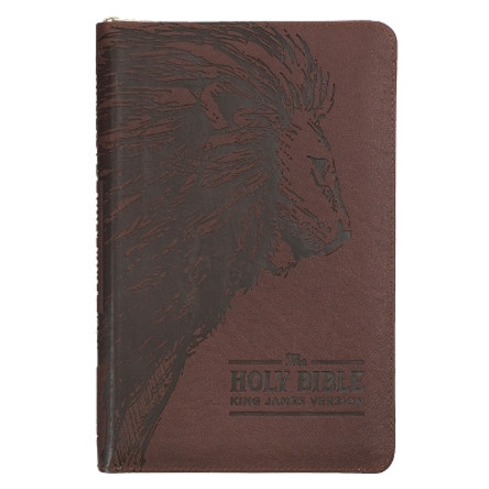 KJV Holy Bible, Standard Size Faux Leather Red Letter Edition - Thumb Index & Ribbon Marker, King James Version, Brown Lion Zipper Closure by Christian Art Gifts 9781639522422