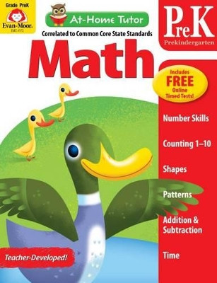 At Home Tutor Math, Grade Pre-K by Evan-Moor Educational Publishers 9781613689790