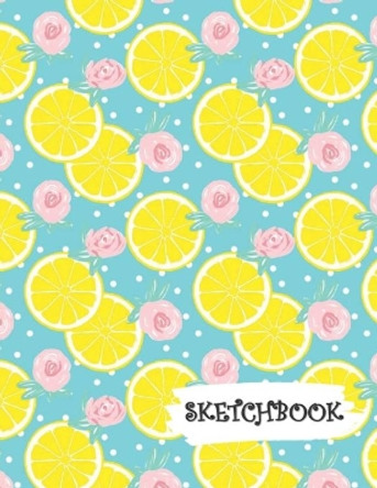 Sketchbook: Citrus Lemon & Roses Blue Background Fun Framed Drawing Paper Notebook by Sparks Sketches 9781692806149