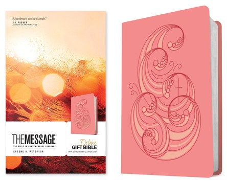 The Message Deluxe Gift Bible, Pink and Gold Waves by Eugene H. Peterson