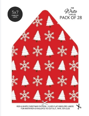 Christmas Pattern Envelope Liners Euro Flap 5x7 with Red & White Design: For Invitation Envelopes for Holidays, Birthdays, Weddings (28 Pack) by The Write Supplies 9781636572420