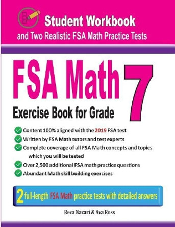 FSA Math Exercise Book for Grade 7: Student Workbook and Two Realistic FSA Math Tests by Reza Nazari 9781970036565