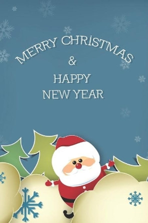 Merry Christmas & Happy New Year: Lovely Book With Cute Santa Blue Sky With Clouds, Trees And Snowflakes (6x9) Christmas Present by Wj Notebooks 9781709999345