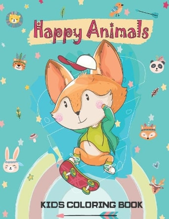 Happy Animals; Kids Coloring Book: Animals Coloring Book for Kids. by Smiley Kid Coloring 9798640510355