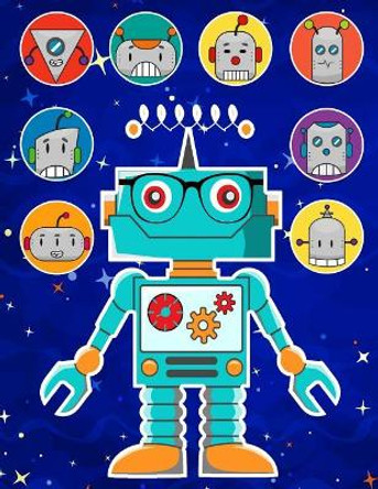 Robots Sticker Album 2 for Boys: 100 Plus Pages for Permanent Sticker Collection, Activity Book for Boys - 8.5 by 11 by Fat Dog Journals 9781975982911