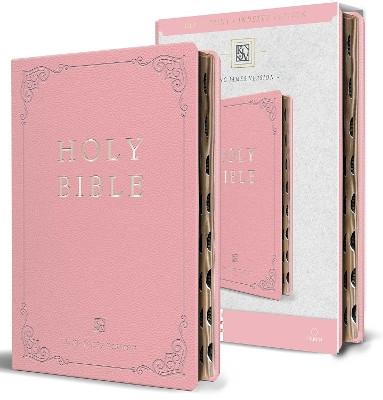 KJV Holy Bible, Giant Print Thinline Large format, Pink Premium Imitation Leathe r with Ribbon Marker, Red Letter, and Thumb Index  by ORIGIN 9798890980526