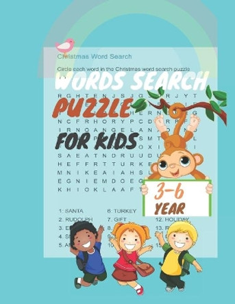 Words Search Puzzle For Kids 3-6 years: Fun and Easy Word Search Puzzles -Activity Book for kids 3-6 years ( Size 8.5 x 11 - 54 Pages ) by Hajar Publishing Art 9798642791509