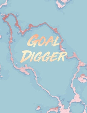 Goal Digger: Inspirational Quote Notebook, Soft Blue Marble and Gold 8.5 x 11, 120 College Ruled Pages by Blush Marble Notebooks 9781707715350